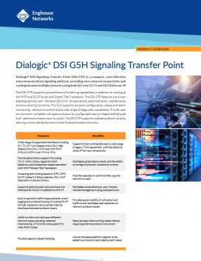 Enghouse - Dialogic DSI G5H Signaling Transfer Point - Product Overview