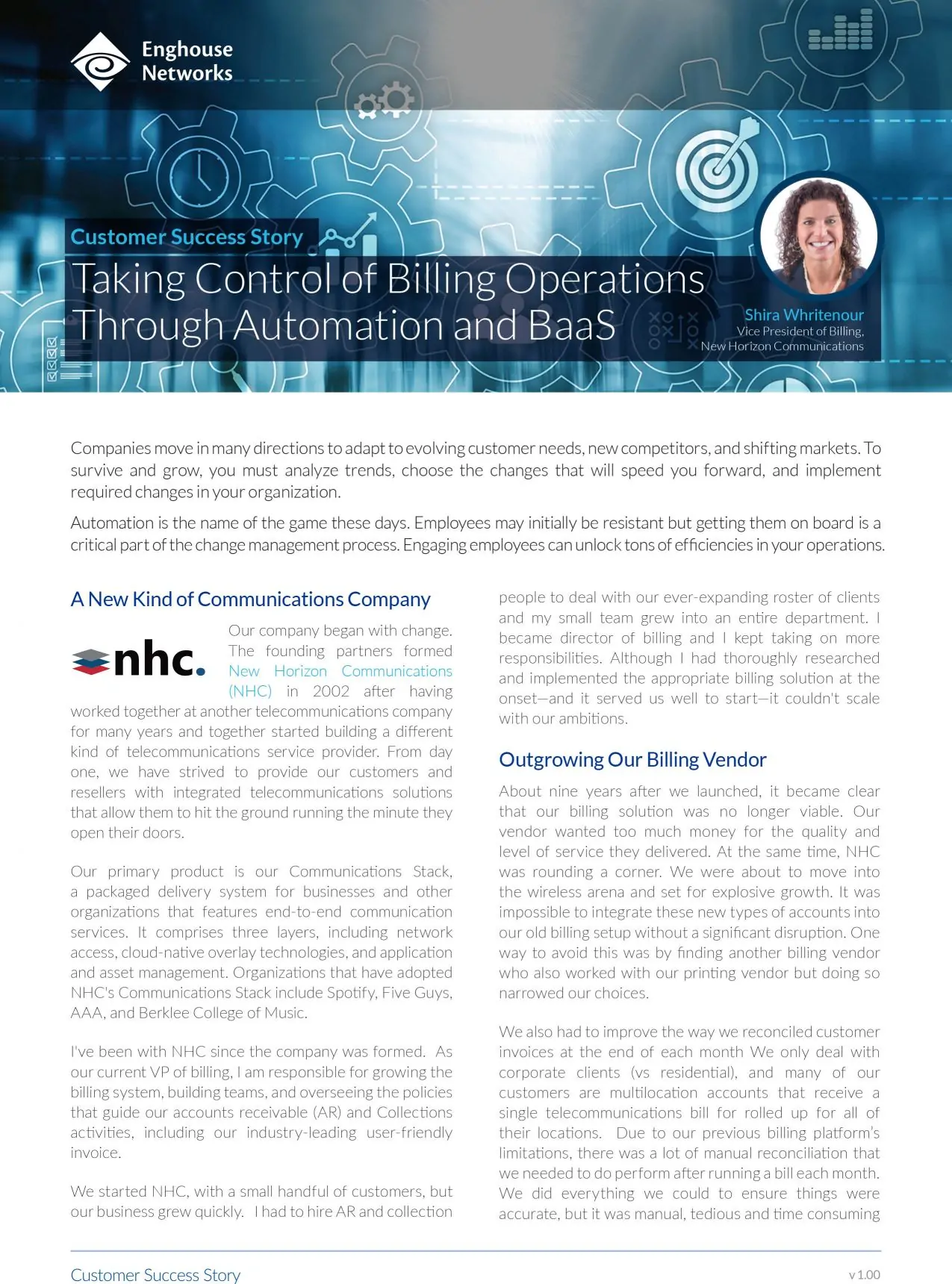 Enghouse - New Horizons Comms - BaaS - Success Story